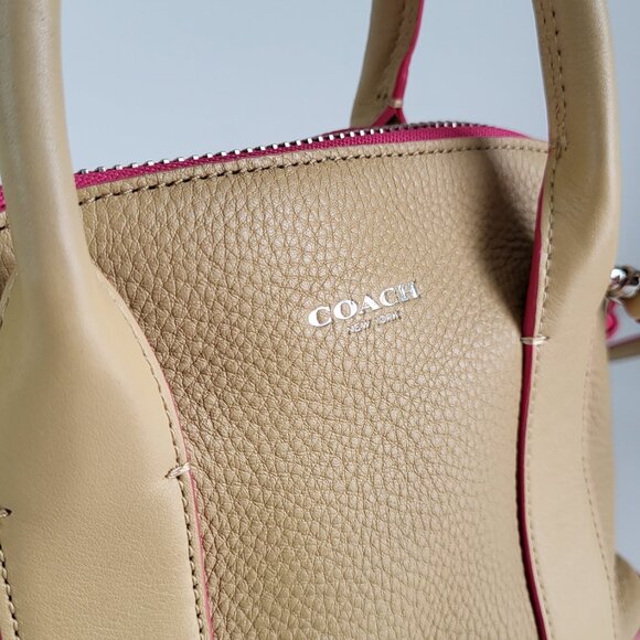 Coach Bleecker Preston Satchel In Edgepaint and Pink Leather I Crossbody - Picture 5 of 10
